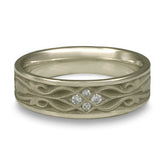 Narrow Tulip Braid Wedding Ring with Diamonds in Palladium